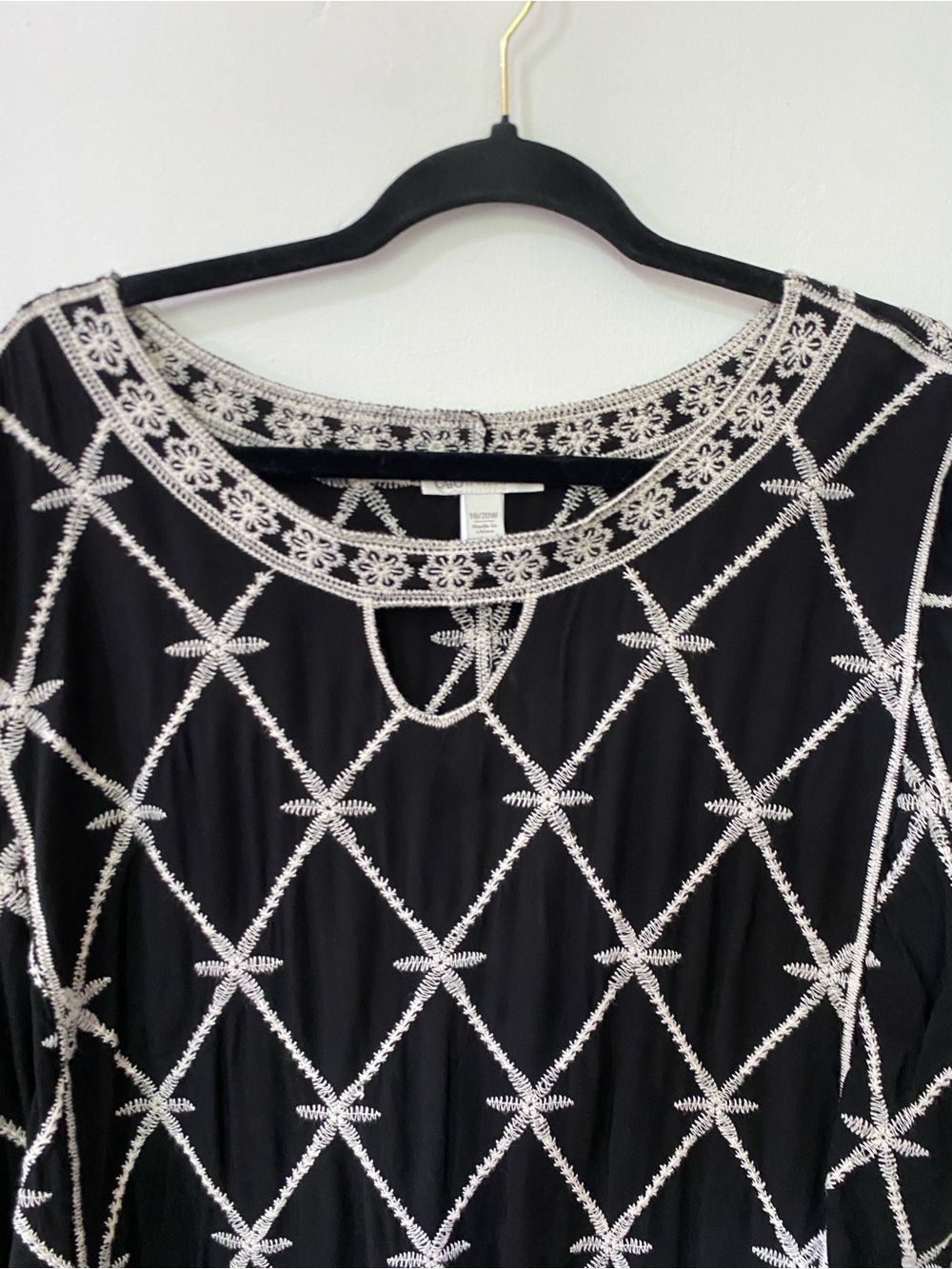 Cato Black Tunic with Cream Crochet Trim - Picture 6 of 6